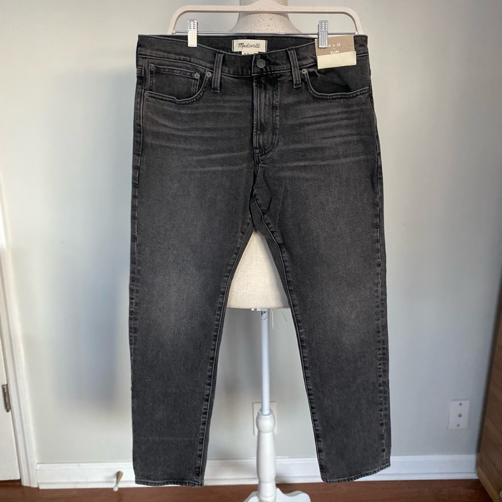 Madewell Faded Black Slim Fit Authentic Flex Denim Jeans 34x32 NWT